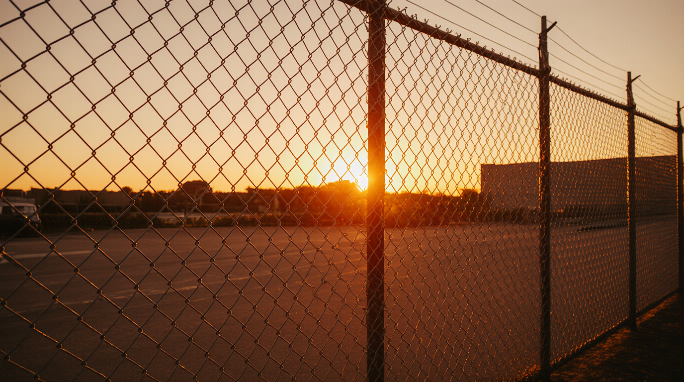 Black chain link fence around a yard